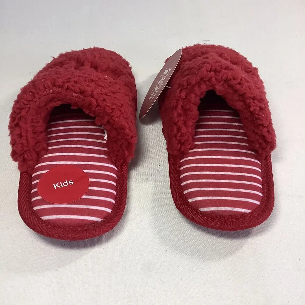 Family Pajamas Mini Kid's Matching‎ Holiday Slippers Red Size 4-5